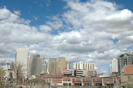 Spring clouds over downtown Reno, Nevada, 4/13/10