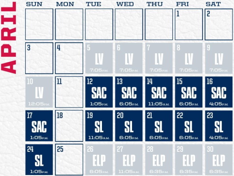 Reno Aces baseball game schedule - April, 2022