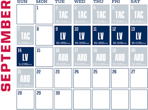 Reno Aces baseball game schedule - September, 2025