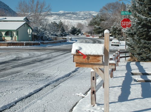 Blue sky after winter snow in Reno, Nevada, NV