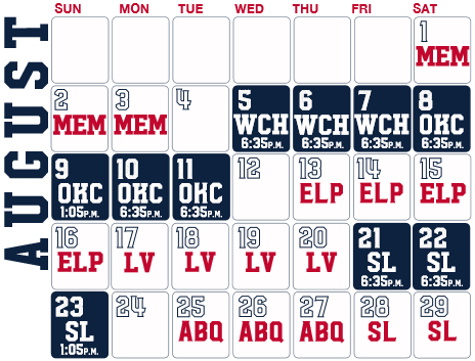Reno Aces Baseball Game Schedule - August, 2020