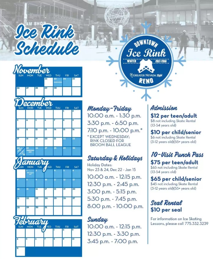 2017 - 2018 Reno Ice Rink schedule, Greater Nevada Field